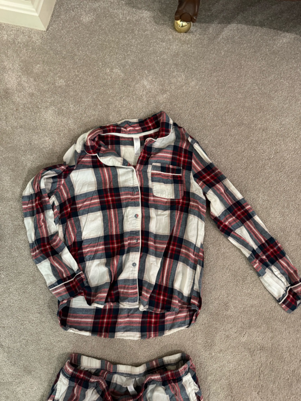 stars above Red White and Green Plaid Two-Piece Pajama Set - Picture 5 of 8